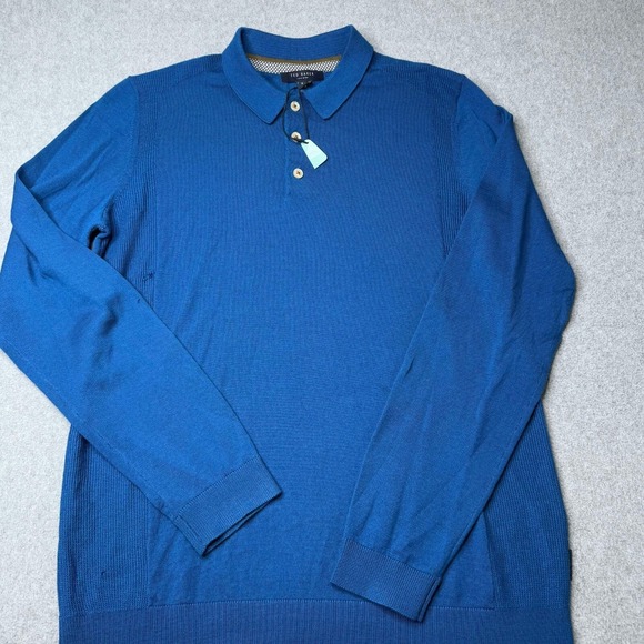 NEW TED BAKER London Polo Neck Long Sleeve Sweater Blue Men's Size 3/Medium - Picture 1 of 10